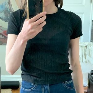 Zara semi-sheer ribbed t-shirt